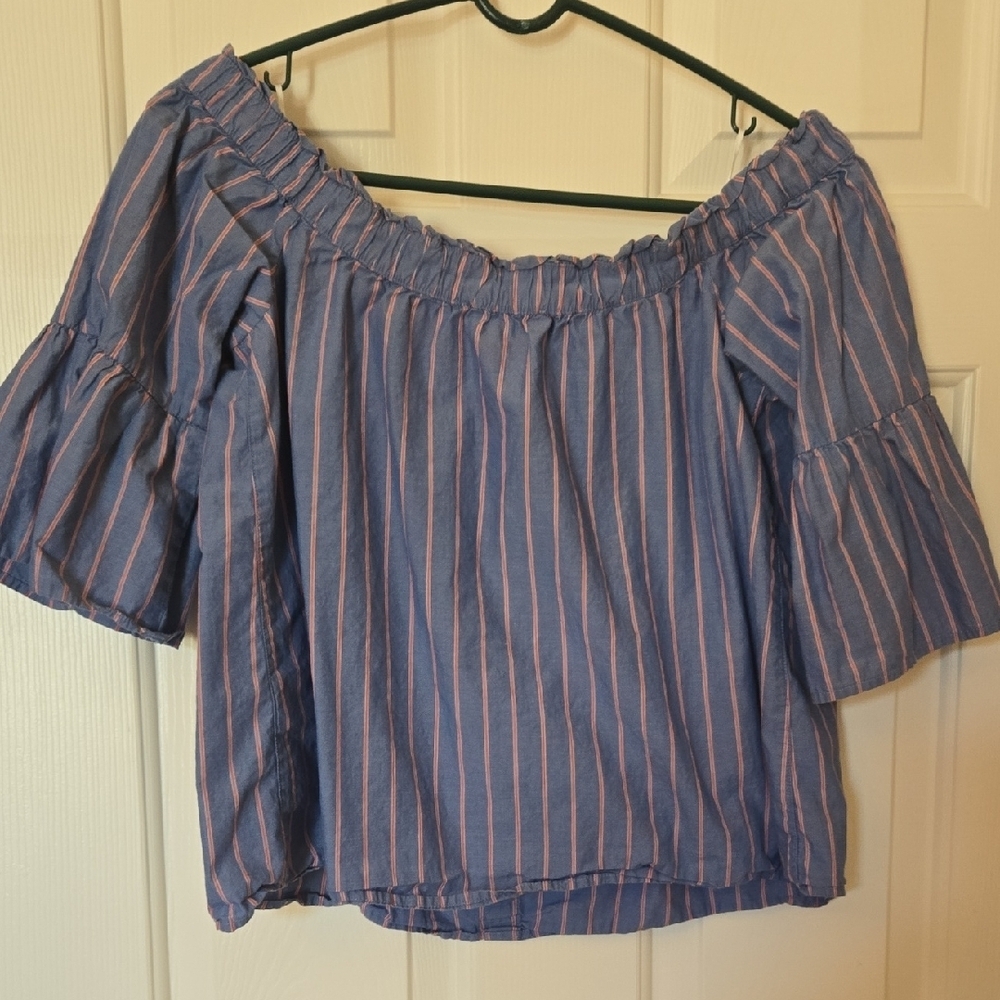 Abercrombie & Fitch RWB PRAIRIE COTTAGE PEASANT PATRIOTIC COLORS PUFF SLEEVE S - Picture 5 of 5